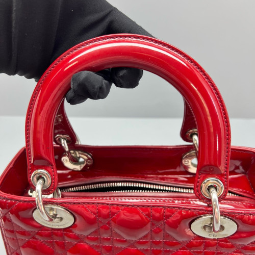 Dior Medium Lady Dior Patent Calfskin Red Dior Medium Lady Dior Patent Calfskin Red
