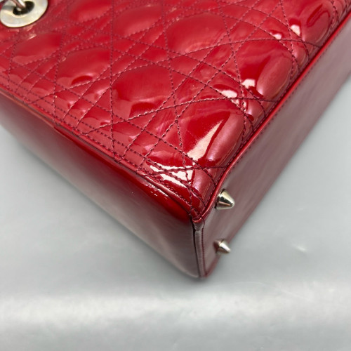 Dior Medium Lady Dior Patent Calfskin Red Dior Medium Lady Dior Patent Calfskin Red