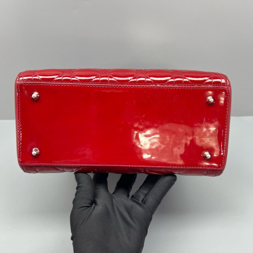 Dior Medium Lady Dior Patent Calfskin Red Dior Medium Lady Dior Patent Calfskin Red