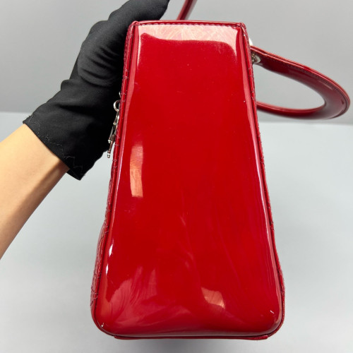Dior Medium Lady Dior Patent Calfskin Red Dior Medium Lady Dior Patent Calfskin Red