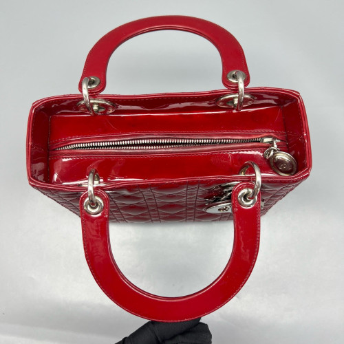 Dior Medium Lady Dior Patent Calfskin Red Dior Medium Lady Dior Patent Calfskin Red
