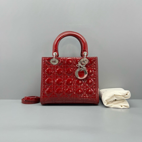Dior Medium Lady Dior Patent Calfskin Red Dior Medium Lady Dior Patent Calfskin Red