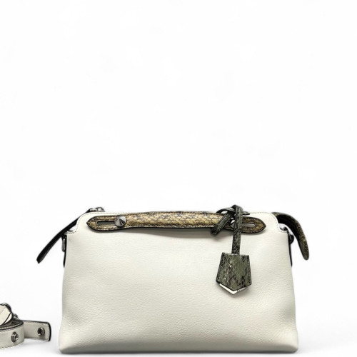 Fendi By The Way Medium Snakeskin Calfskin White