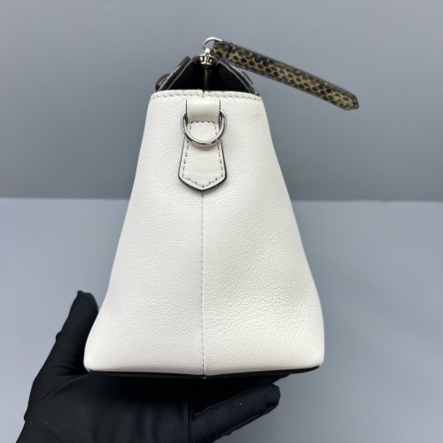 Fendi By The Way Medium Snakeskin Calfskin White