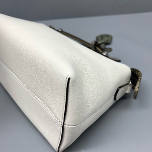 Fendi By The Way Medium Snakeskin Calfskin White