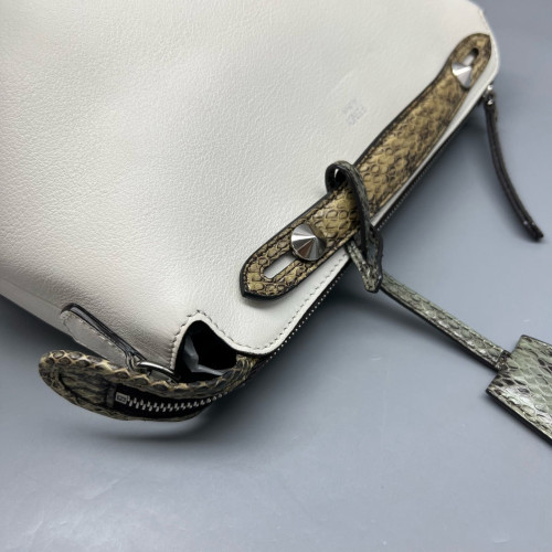 Fendi By The Way Medium Snakeskin Calfskin White