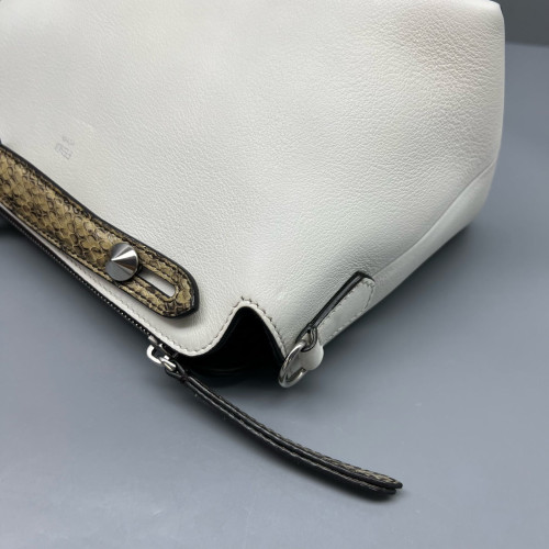 Fendi By The Way Medium Snakeskin Calfskin White