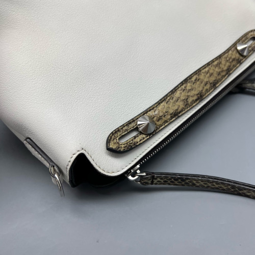 Fendi By The Way Medium Snakeskin Calfskin White