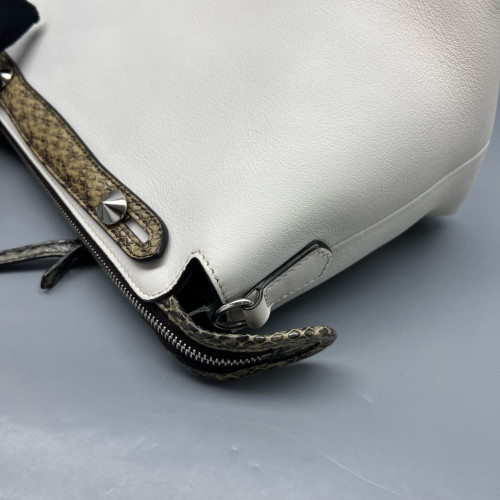 Fendi By The Way Medium Snakeskin Calfskin White