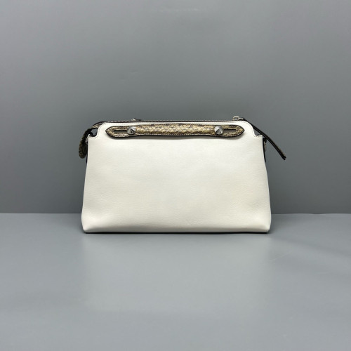 Fendi By The Way Medium Snakeskin Calfskin White