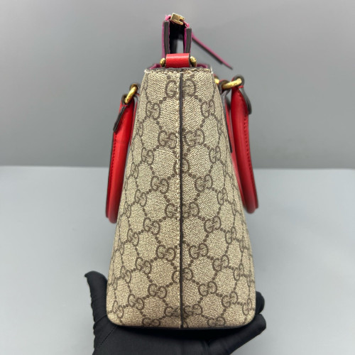 Gucci Handbag GG Supreme Monogram Calfskin Beige Red Purple