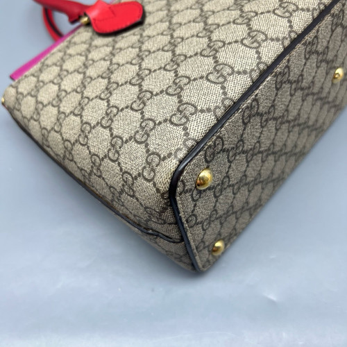 Gucci Handbag GG Supreme Monogram Calfskin Beige Red Purple