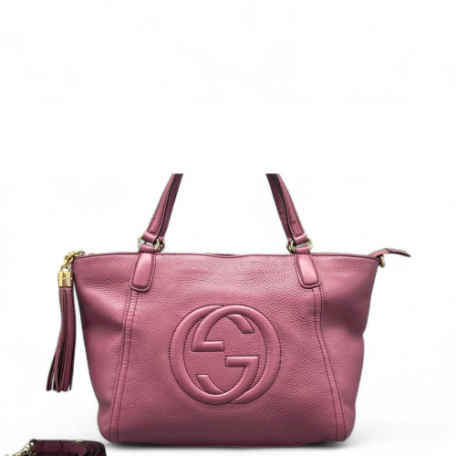 Gucci Tassel Small Soho Shoulder Bag Calfskin Purple