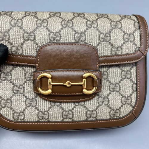 Gucci Small Horsebit 1955 GG Supreme Monogram Calfskin Tan Beige