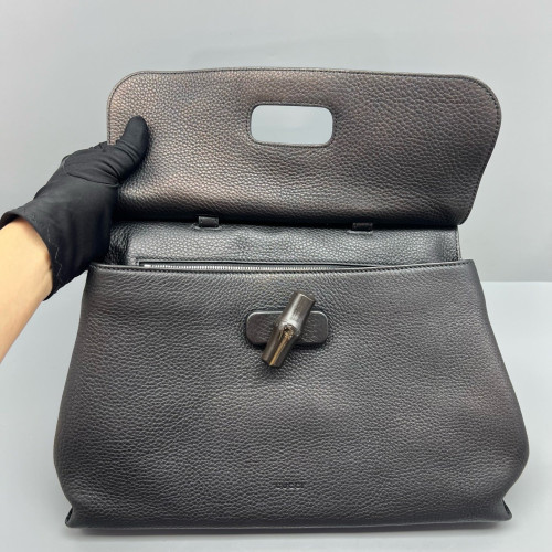 Gucci Medium Bamboo Daily Top Handle Bag Calfskin Black