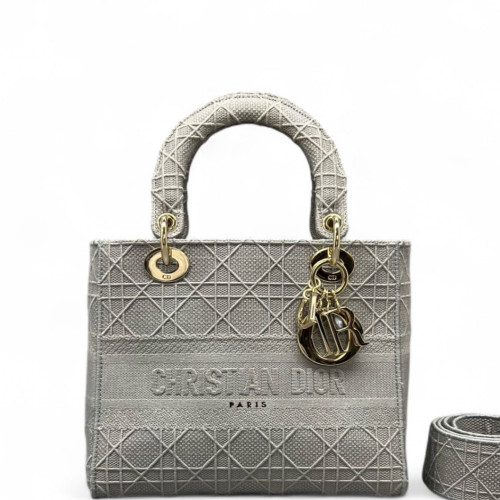 Dior Medium Lady Dior Canvas Grey