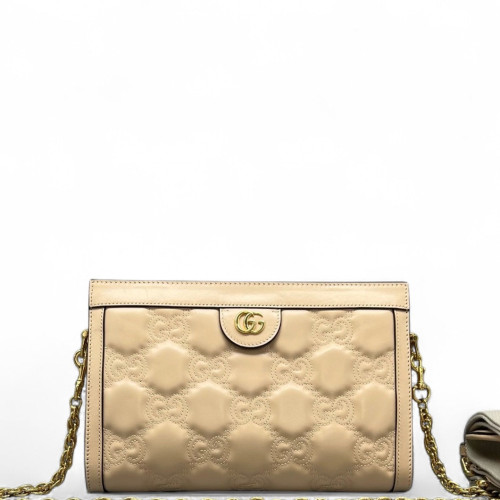 Gucci Small Ophidia Chain Shoulder Bag Guccissima Natural Tan