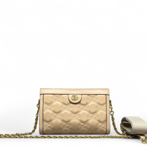 Gucci Small Ophidia Chain Shoulder Bag Guccissima Natural Tan