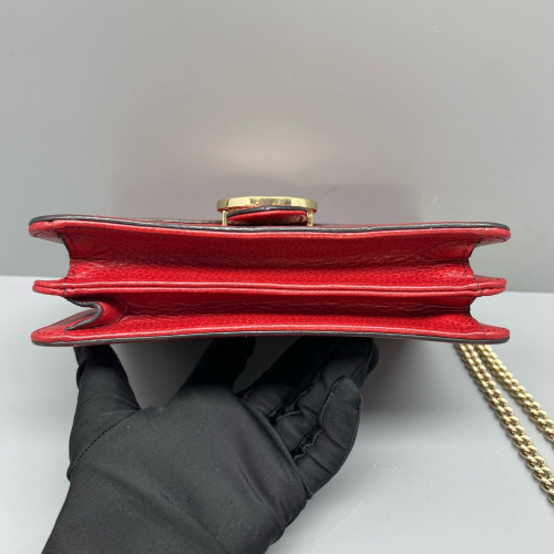 Gucci Small Interlocking G Shoulder Bag Grained Calfskin Red