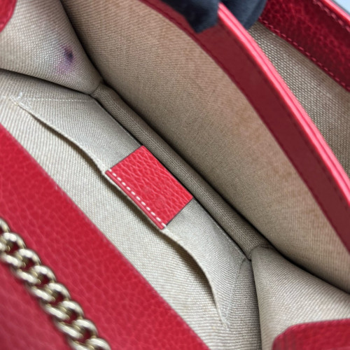 Gucci Small Interlocking G Shoulder Bag Grained Calfskin Red