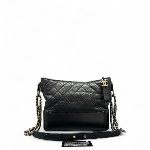 Chanel Quilted Medium Gabrielle Hobo Calfskin Black