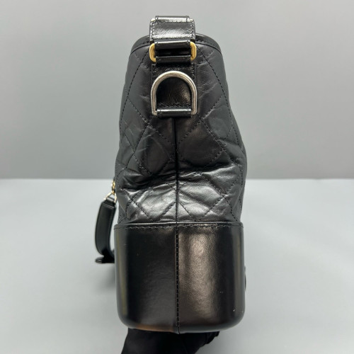 Chanel Quilted Medium Gabrielle Hobo Calfskin Black