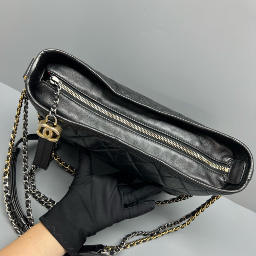 Chanel Quilted Medium Gabrielle Hobo Calfskin Black