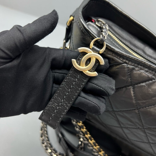 Chanel Quilted Medium Gabrielle Hobo Calfskin Black
