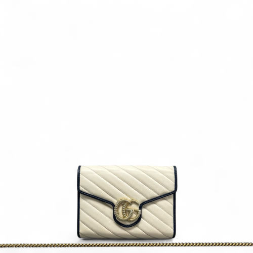 Gucci Matelasse GG Marmont Chain Wallet Calfskin Blue White