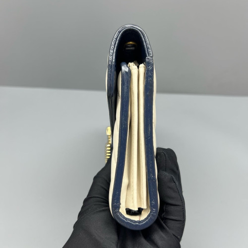 Gucci Matelasse GG Marmont Chain Wallet Calfskin Blue White