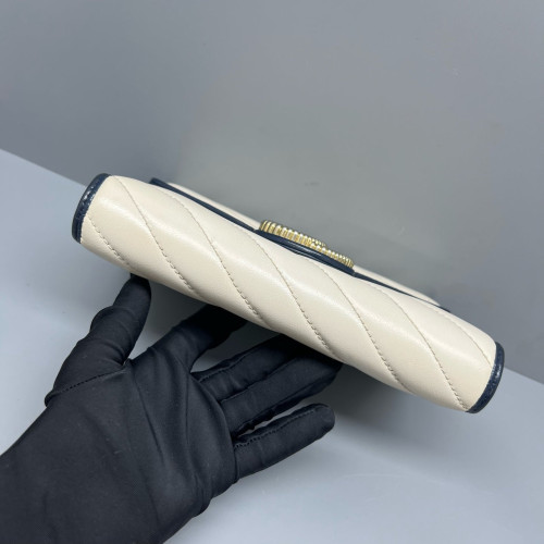 Gucci Matelasse GG Marmont Chain Wallet Calfskin Blue White