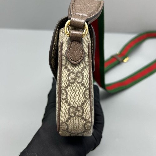 Gucci Mini Ophidia Envelope Shoulder Bag GG Supreme Monogram Beige Ebony