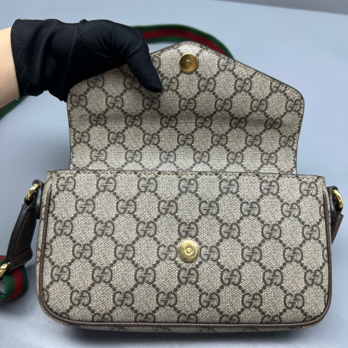 Gucci Mini Ophidia Envelope Shoulder Bag GG Supreme Monogram Beige Ebony
