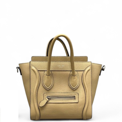 Celine Nano Luggage Grained Calfskin Natural Tan