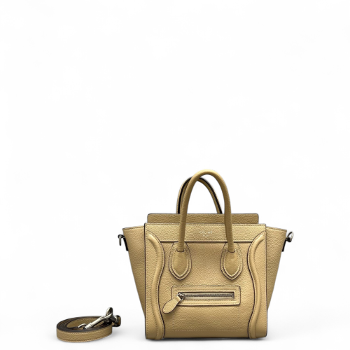 Celine Nano Luggage Grained Calfskin Natural Tan