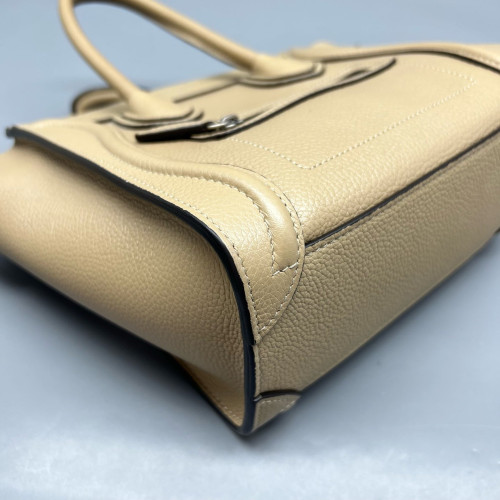 Celine Nano Luggage Grained Calfskin Natural Tan