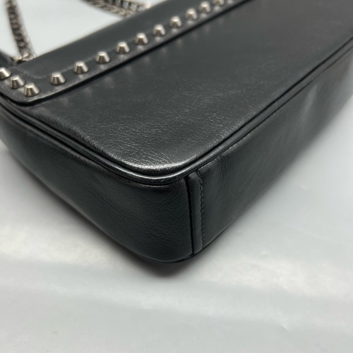 Prada Studded Shoulder Bag Calfskin Black