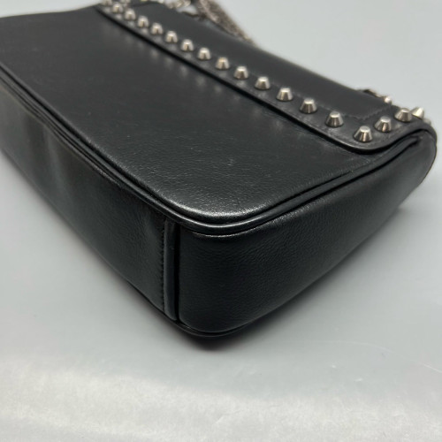 Prada Studded Shoulder Bag Calfskin Black