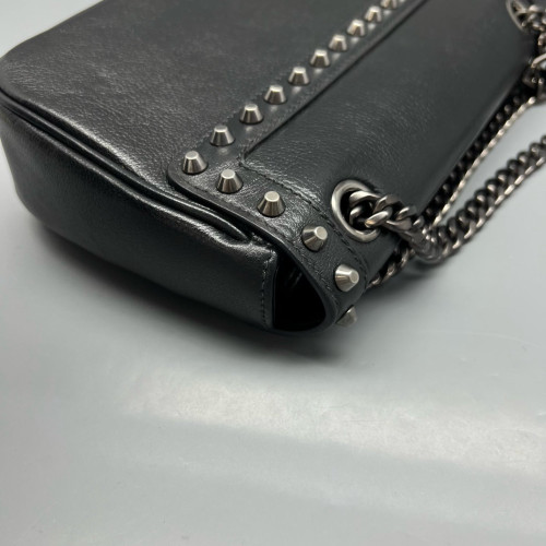 Prada Studded Shoulder Bag Calfskin Black