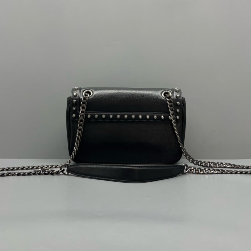 Prada Studded Shoulder Bag Calfskin Black