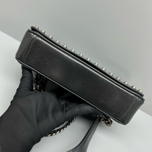 Prada Studded Shoulder Bag Calfskin Black
