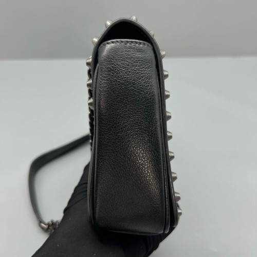 Prada Studded Shoulder Bag Calfskin Black