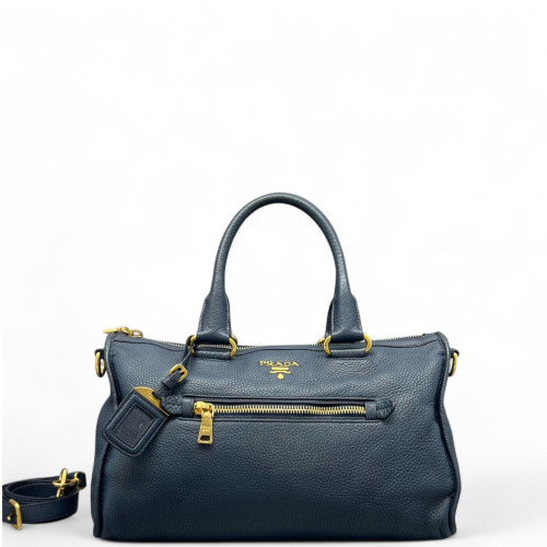 Prada Boston Bag Vitello Daino Dark Blue