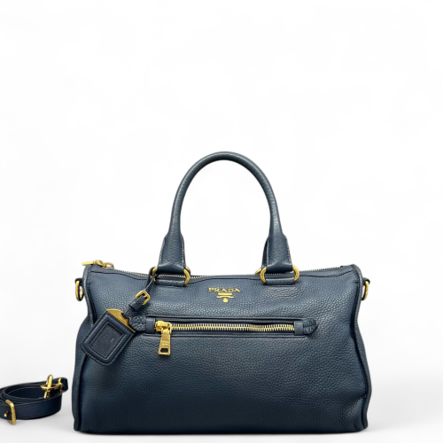 Prada Boston Bag Vitello Daino Dark Blue