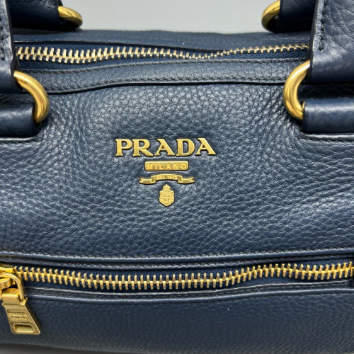 Prada Boston Bag Vitello Daino Dark Blue