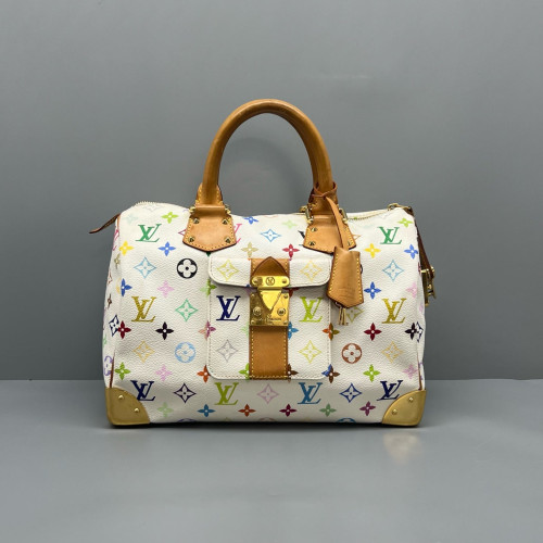 Louis Vuitton Speedy 30 Monogram Multicolor White Louis Vuitton Speedy 30 Monogram Multicolor White