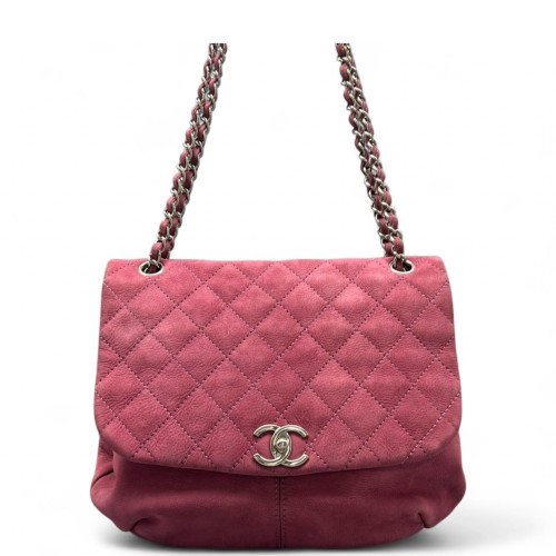 Chanel Quilted Flap Bag Suede Pink Chanel Quilted Flap Bag Suede Pink