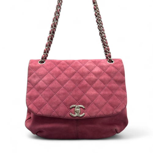 Chanel Quilted Flap Bag Suede Pink Chanel Quilted Flap Bag Suede Pink
