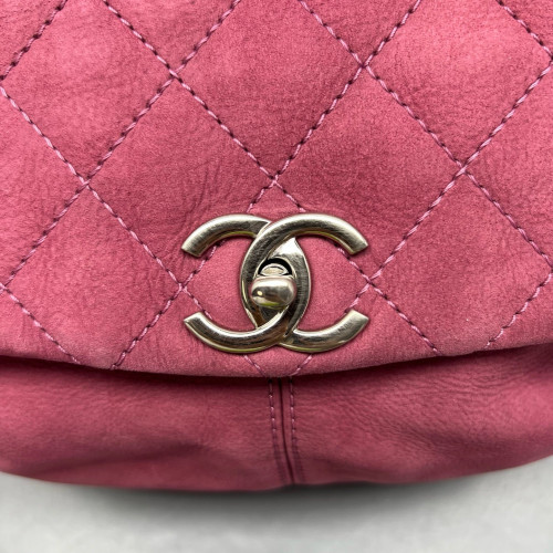 Chanel Quilted Flap Bag Suede Pink Chanel Quilted Flap Bag Suede Pink