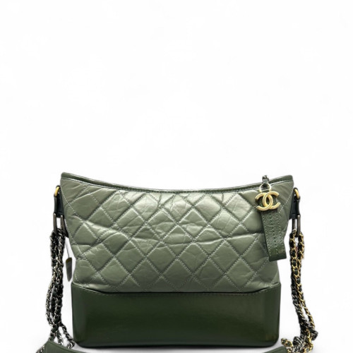 Chanel Quilted Medium Gabrielle Hobo Calfskin Green